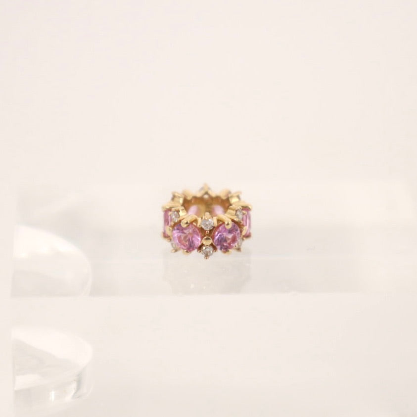14k diamond and pink sapphire rondelle