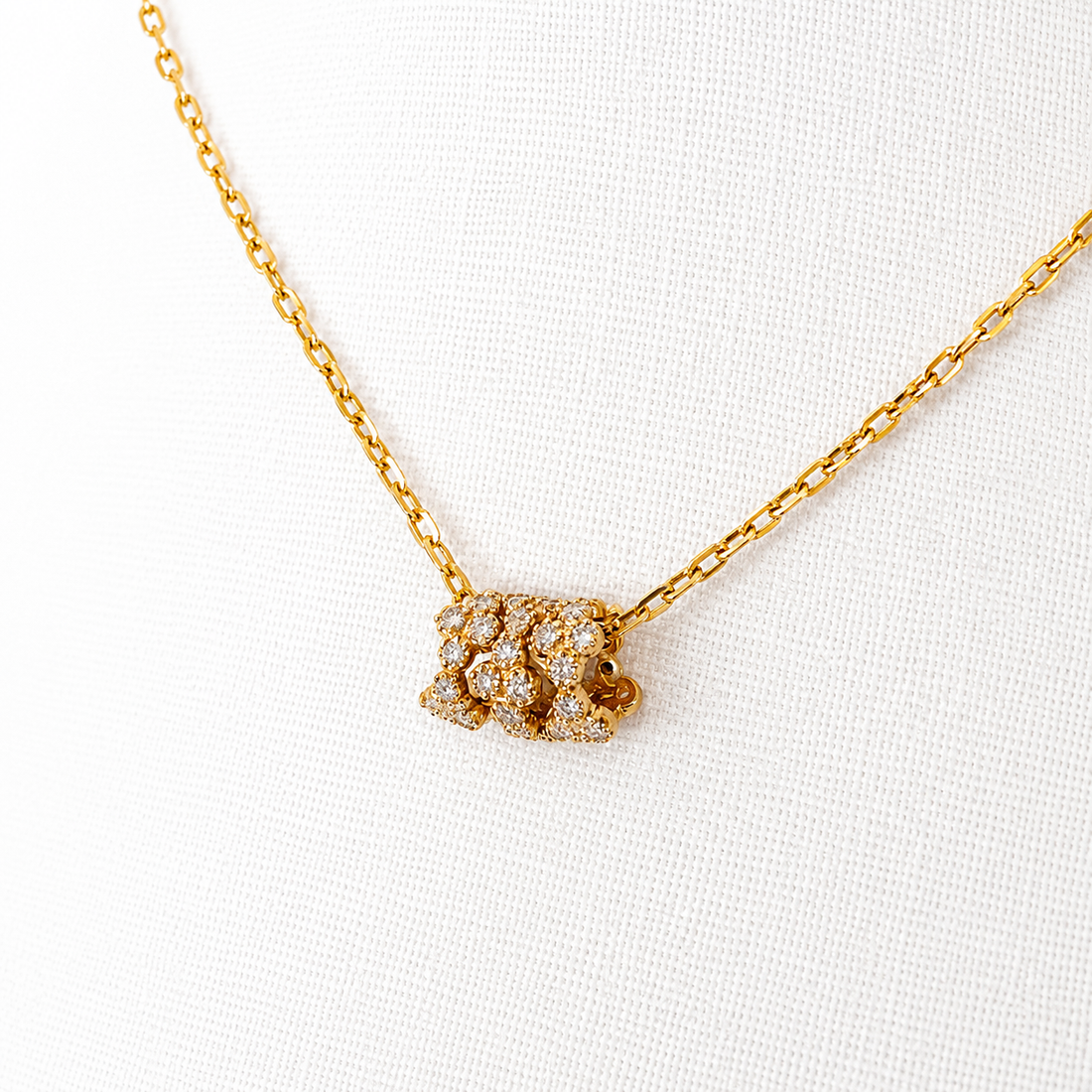 14k gold and diamond cluster rondelle