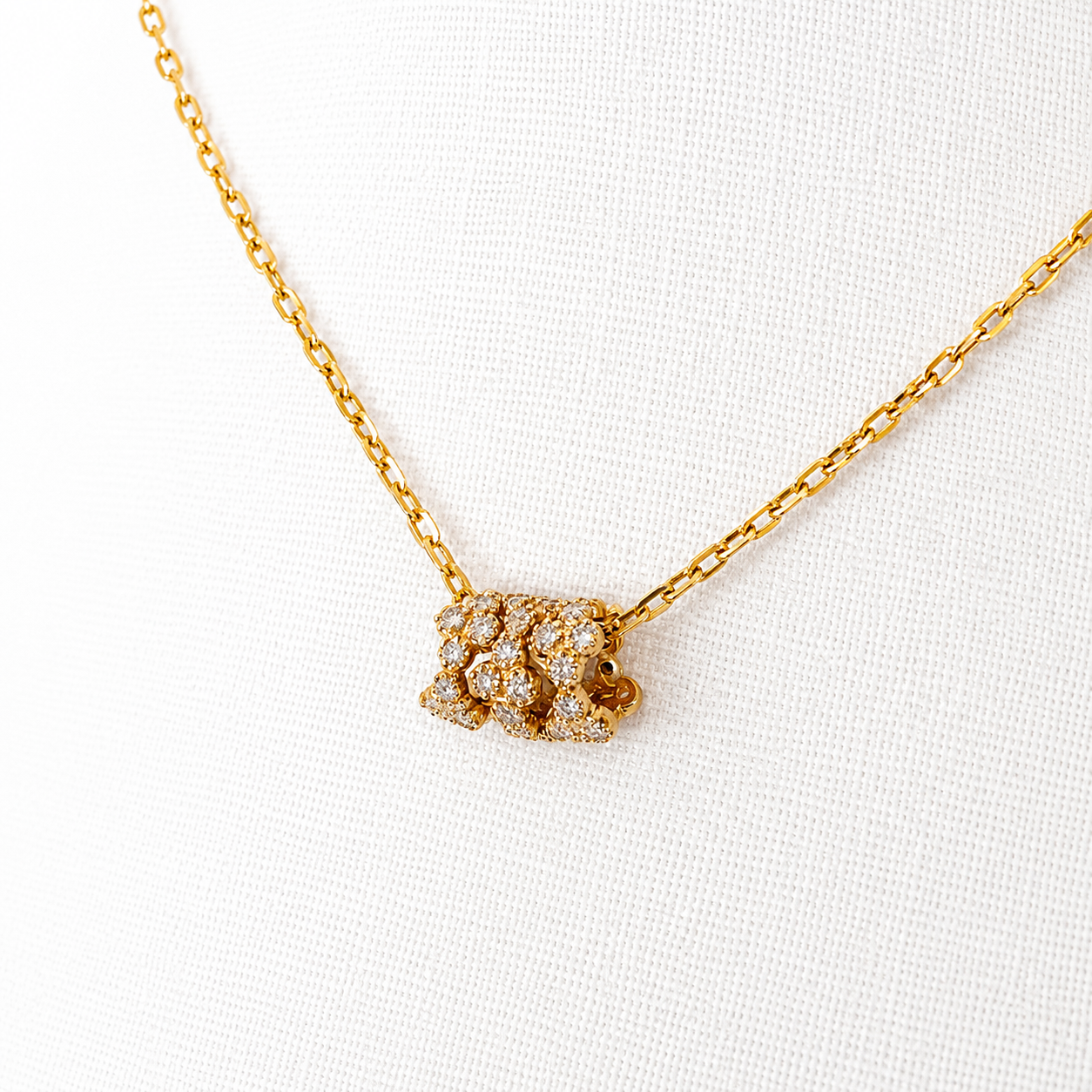 14k gold and diamond cluster rondelle