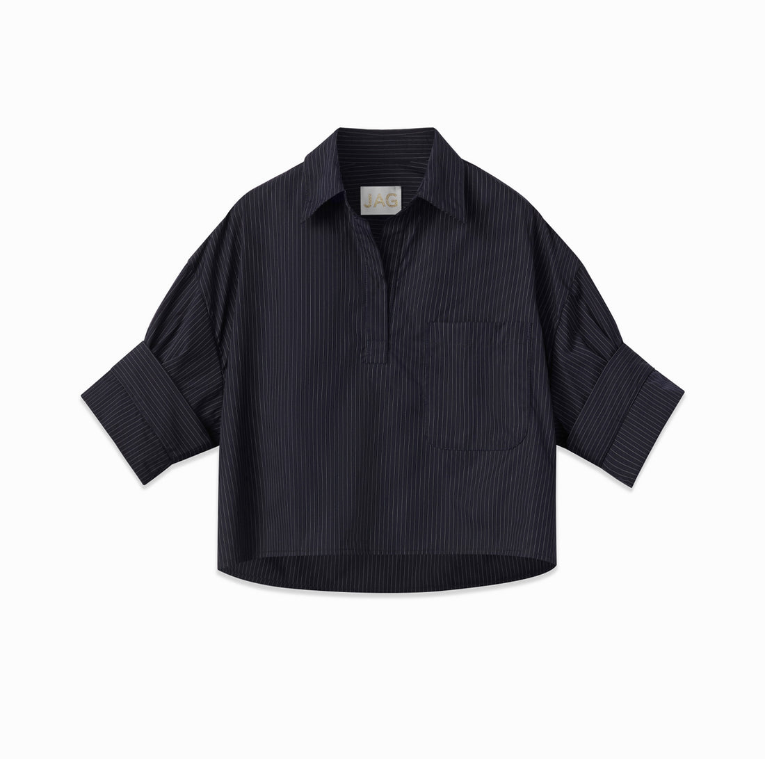 the ROSE top in pinstripe