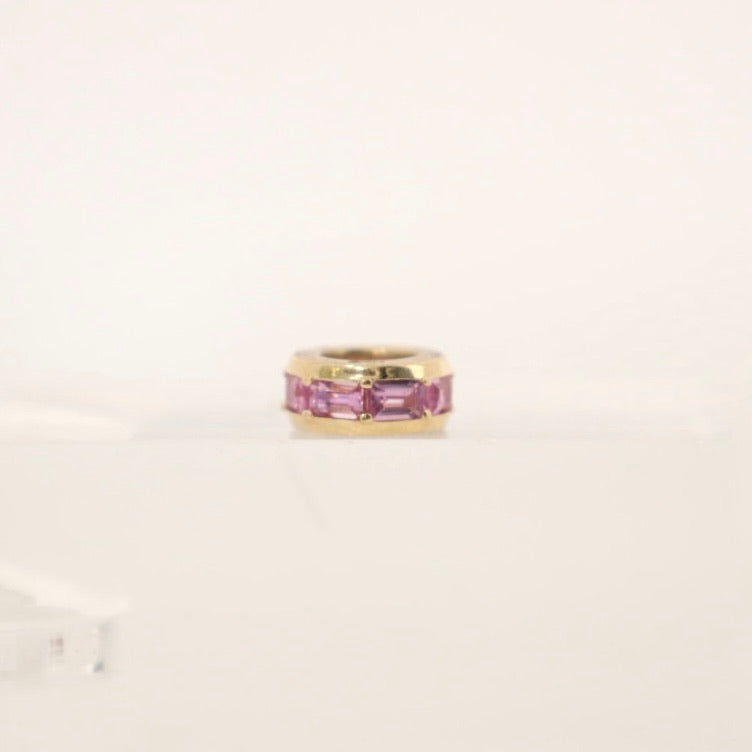 14k pink sapphire baguette rondelle