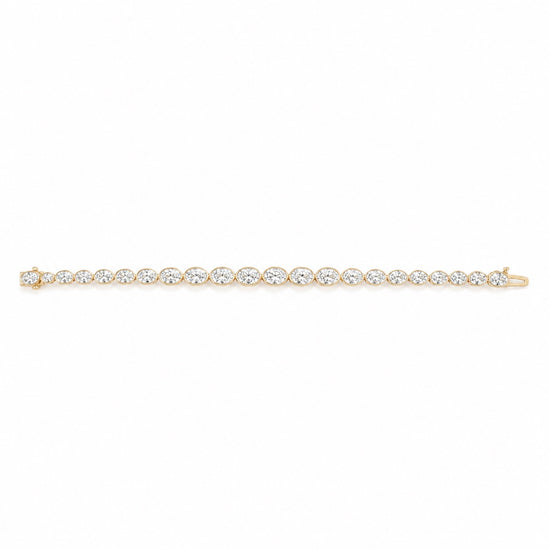 14K gold oval lab diamond tennis bracelet, close-up detail