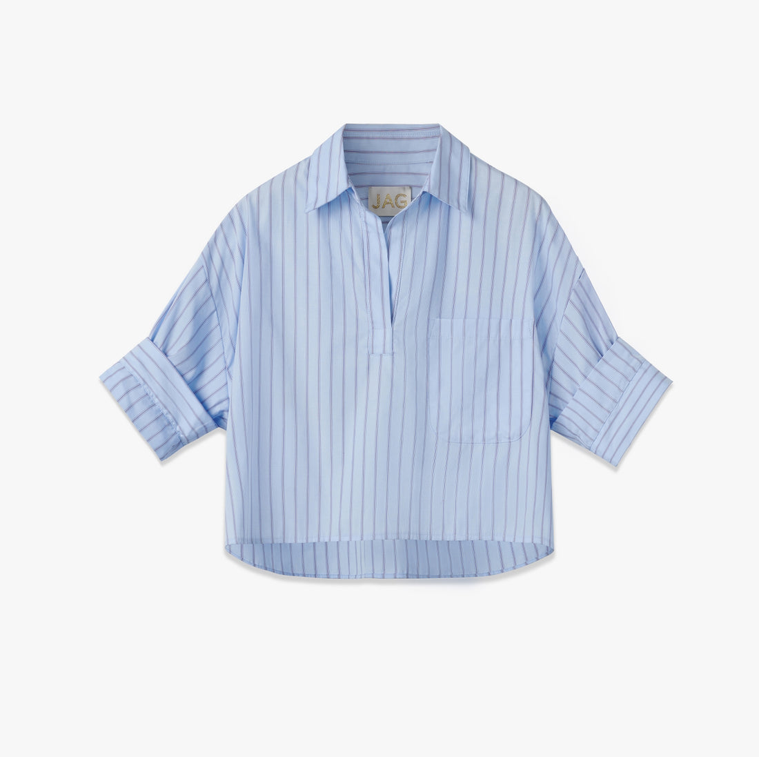 the ROSE top in blue stripe