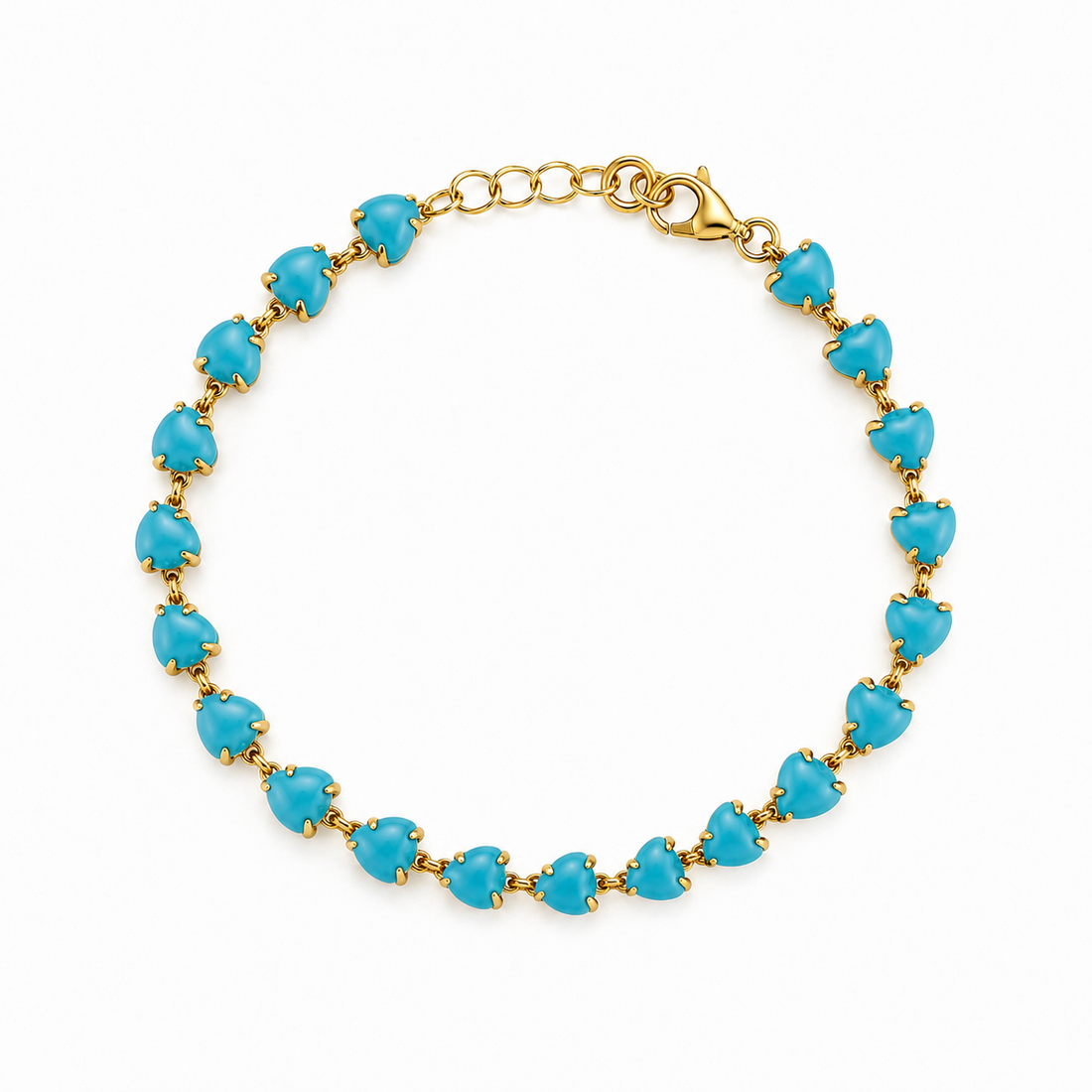14K Gold turquoise heart bracelet