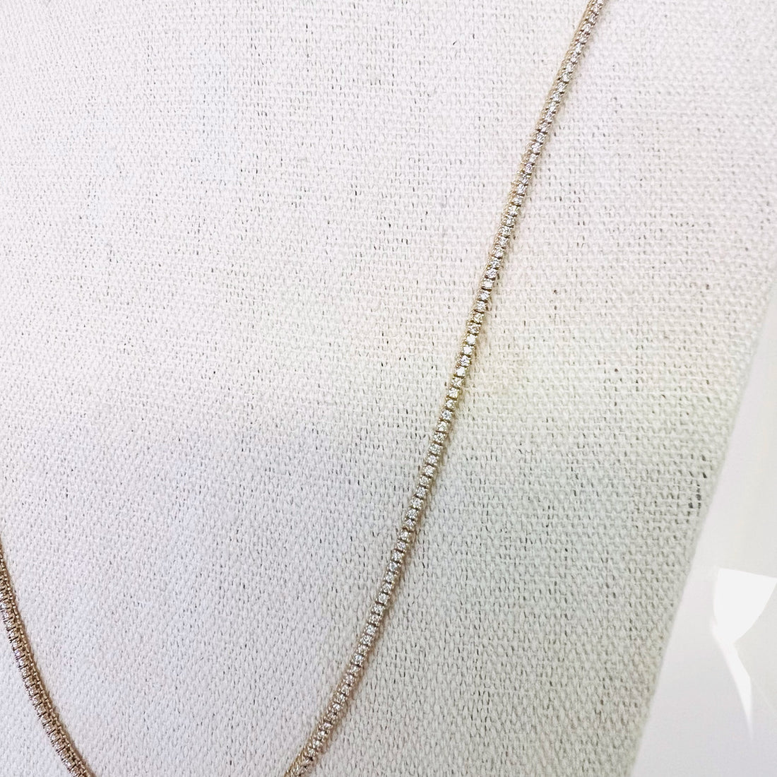 14k gold long diamond tennis necklace