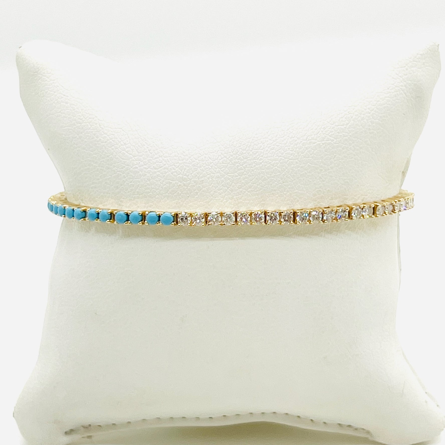 14k turquoise and diamond tennis bracelet