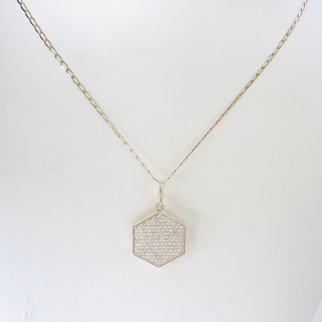 14k diamond hexagon locket pendant