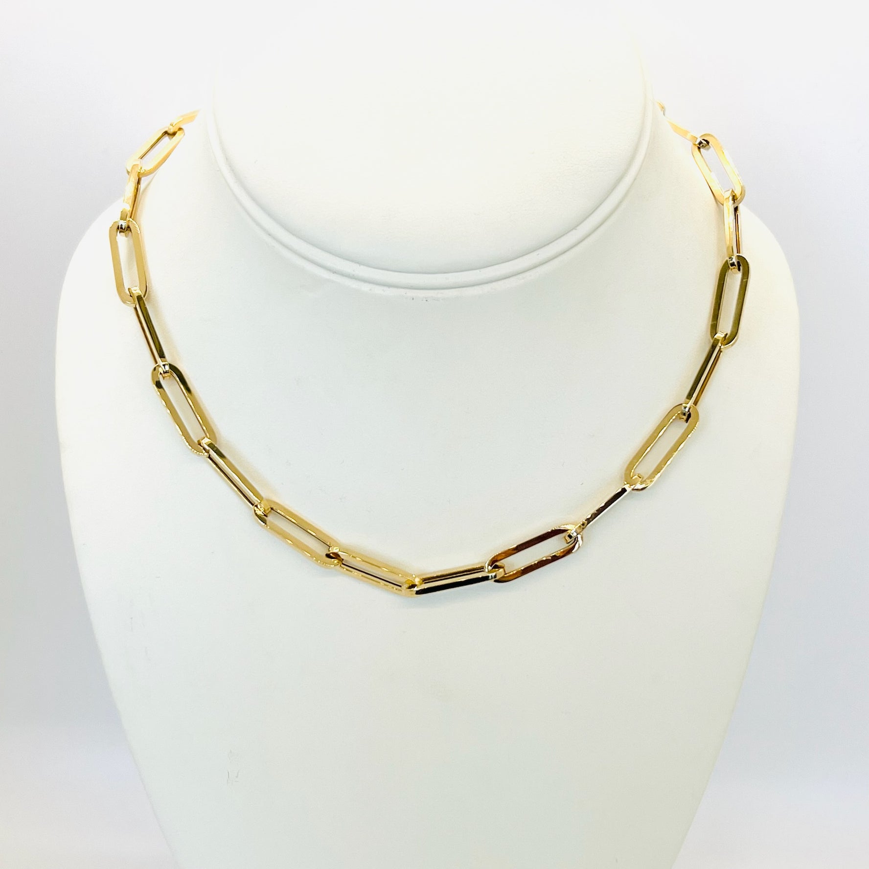 14k large flat link chain necklace