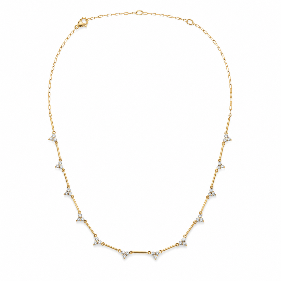 14K gold diamond station bar necklace