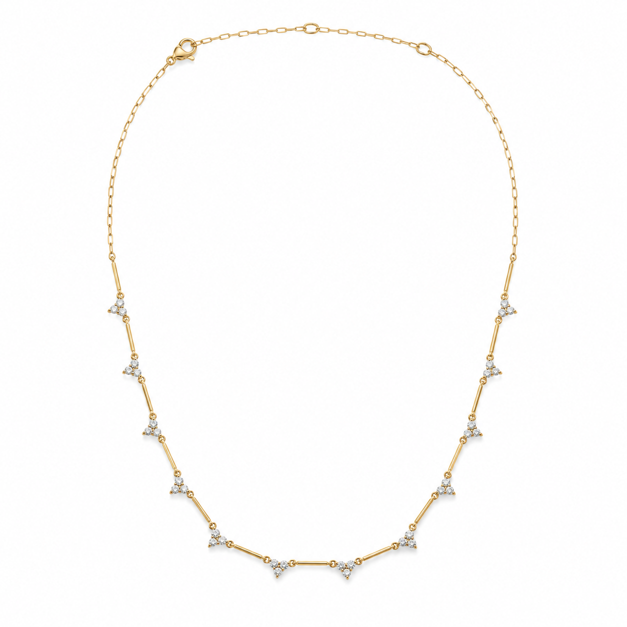14K gold diamond station bar necklace