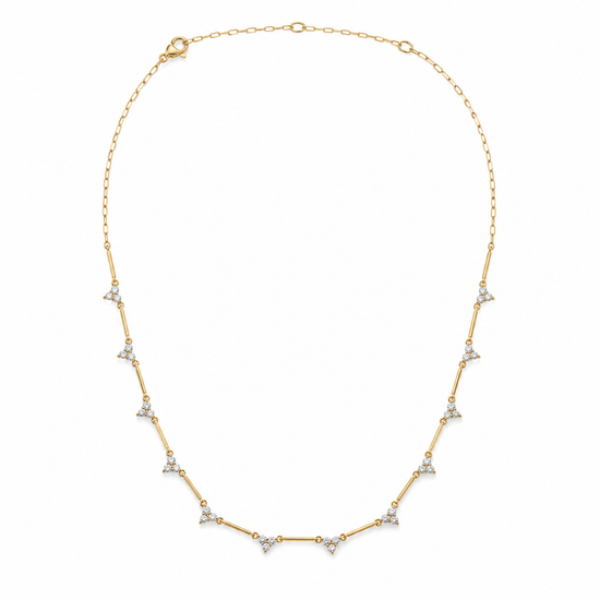 14K gold diamond station bar necklace