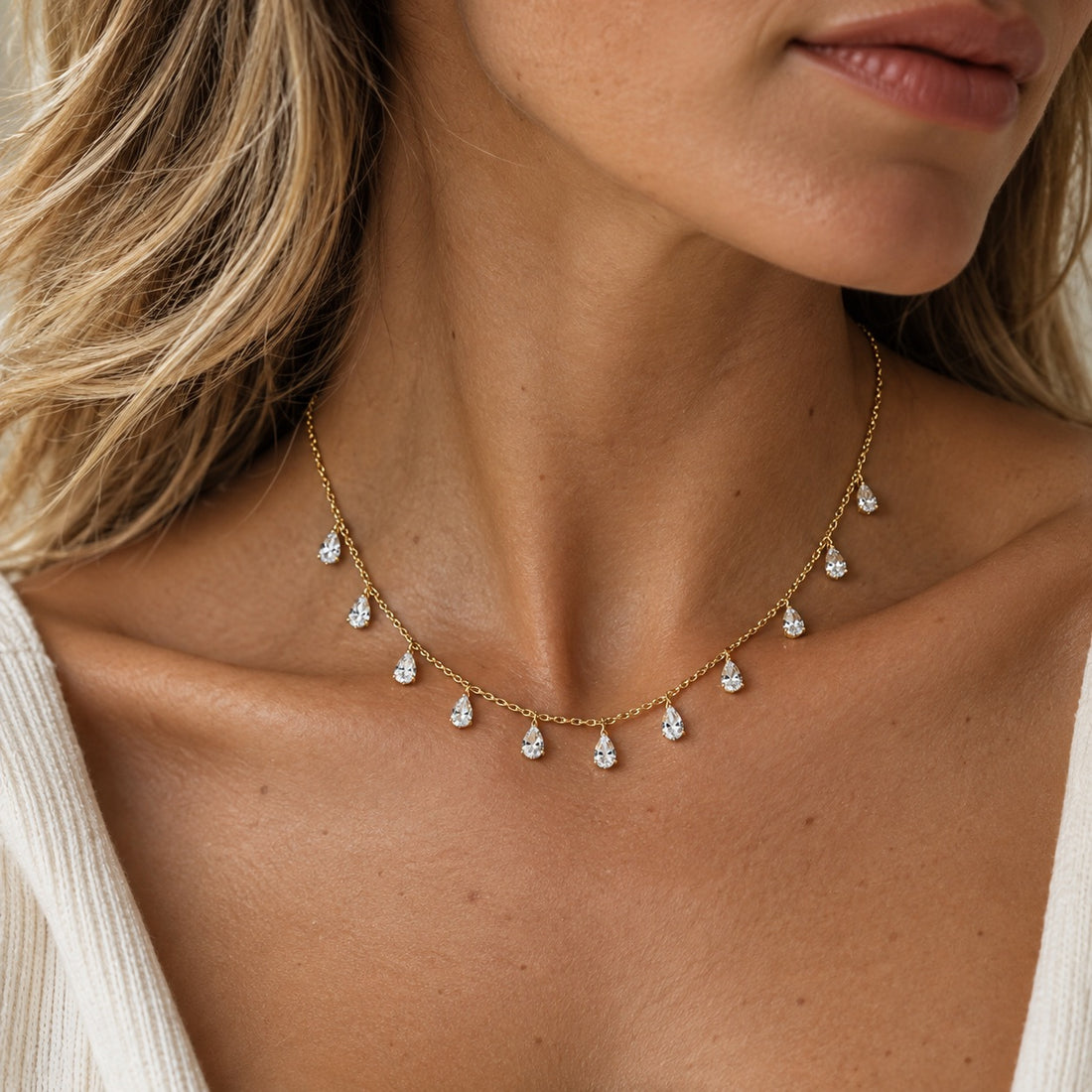 14K Gold Pear Diamond Drop Necklace, 3.97ctw by JAG Jewelry and Goods, alternate view
