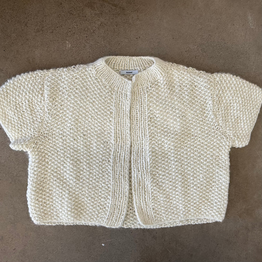 Alpaca short sleeved cardigan in cream
