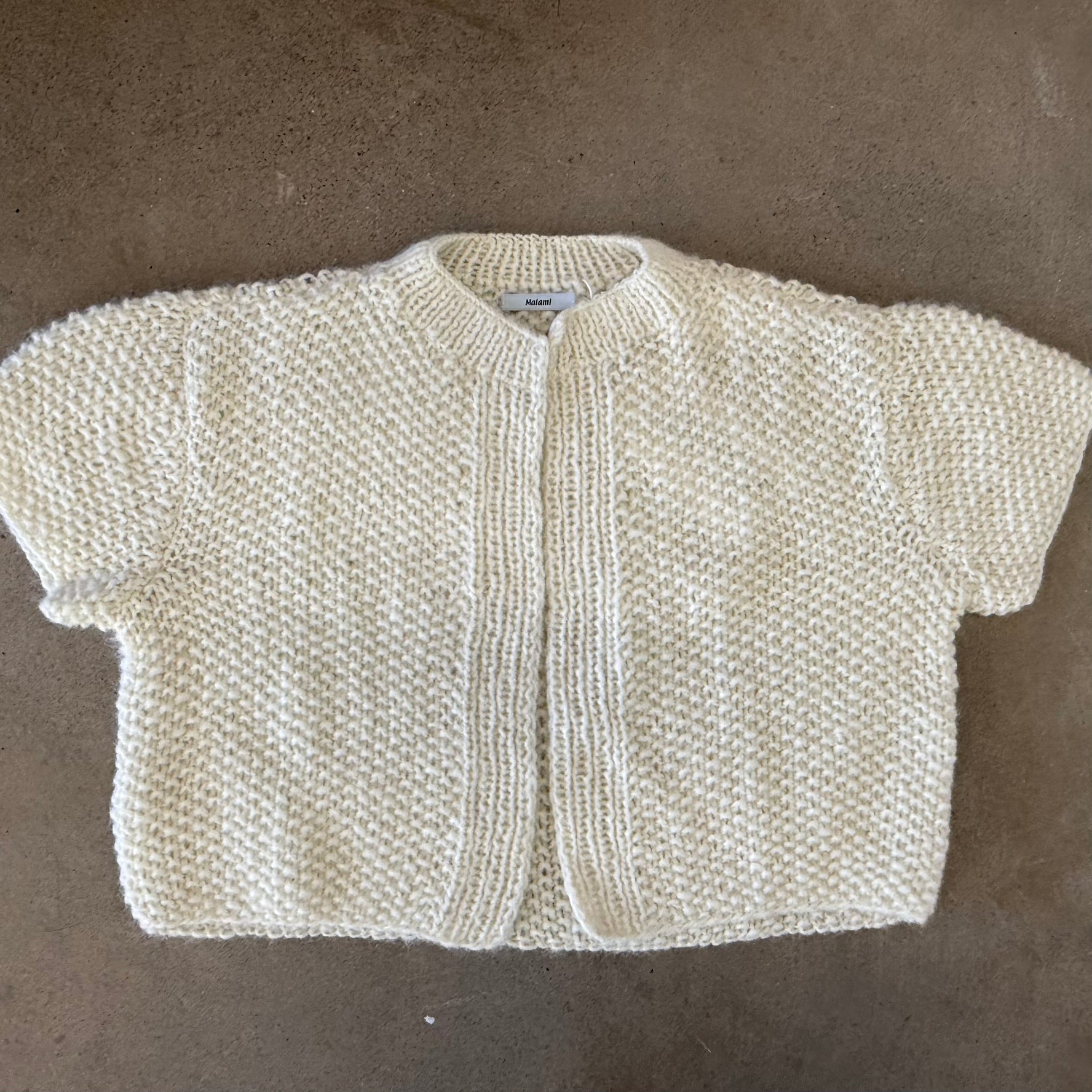 Alpaca short sleeved cardigan in cream