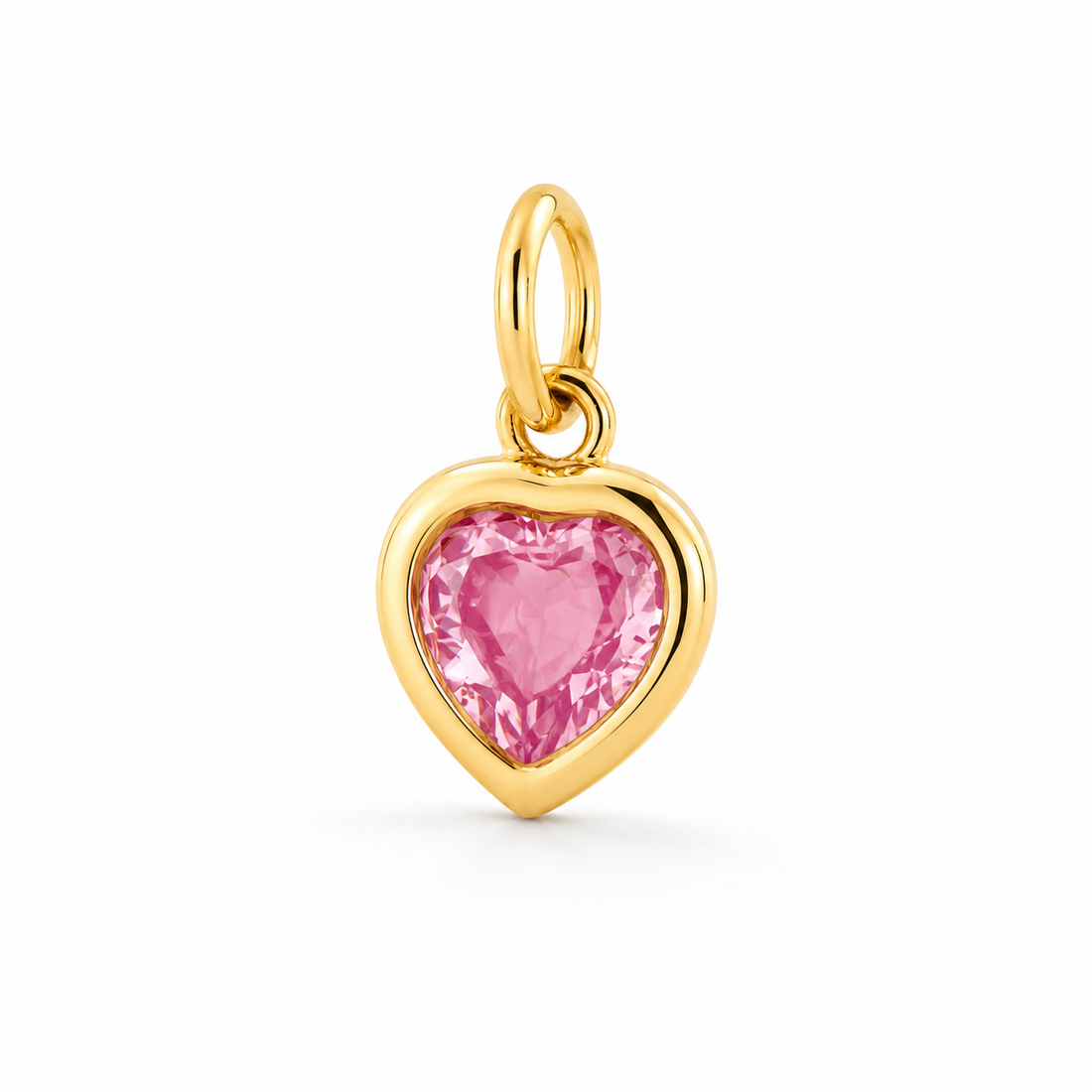 14K Gold Pink Sapphire Heart Charm/Pendant