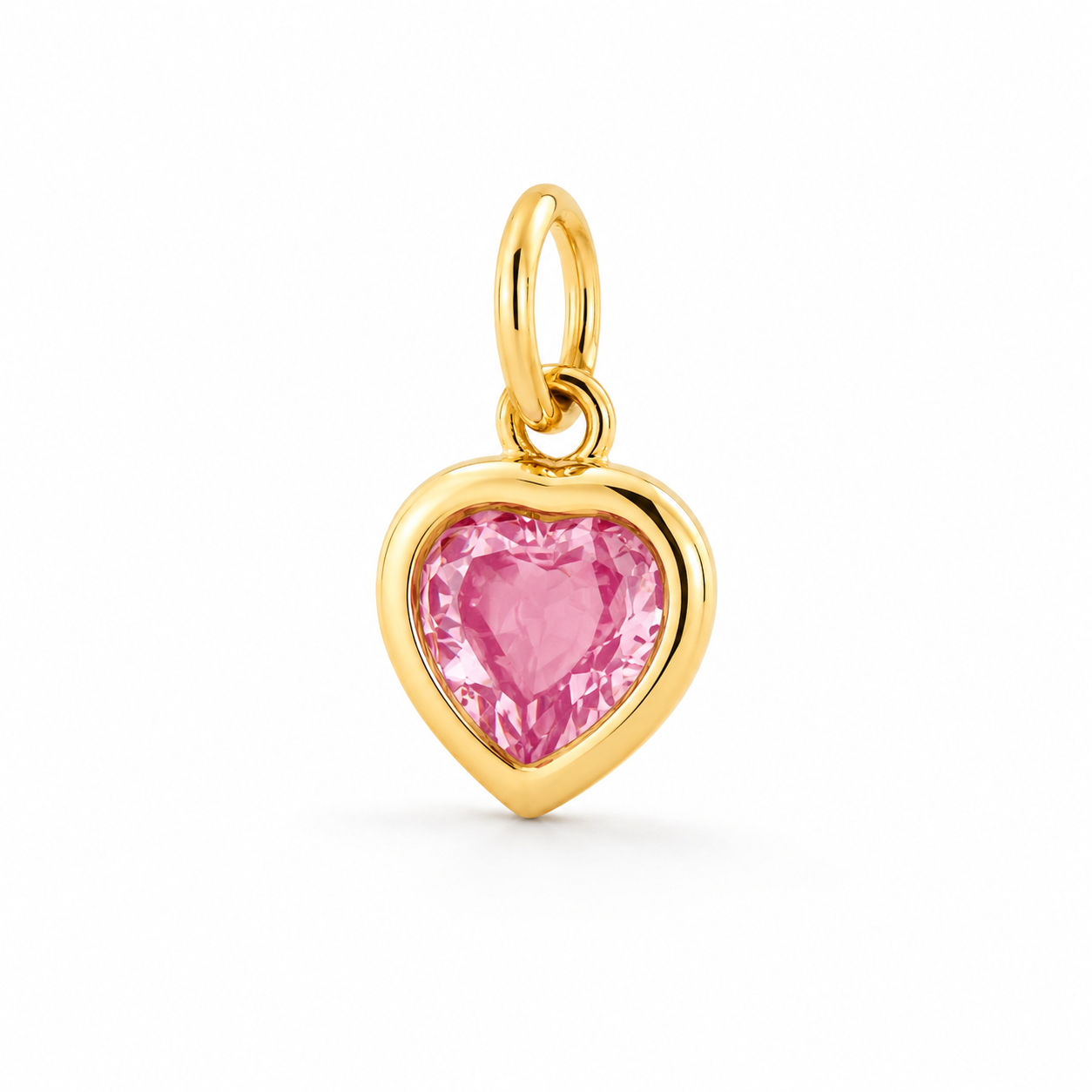 14K gold pink sapphire heart charm/pendant