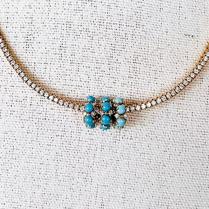 14k turquoise and diamond rondelle