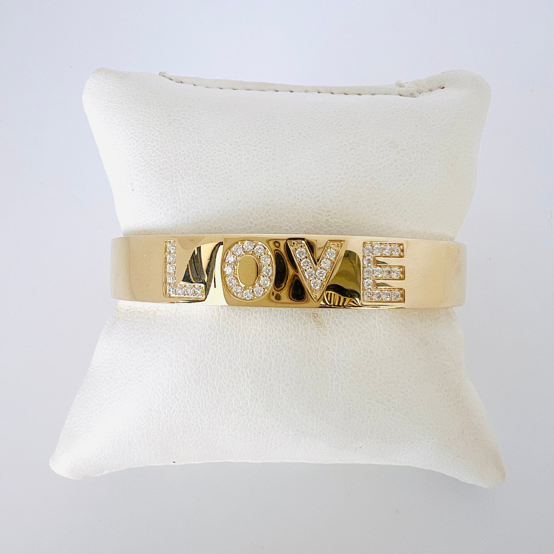 14k gold diamond LOVE cuff bracelet