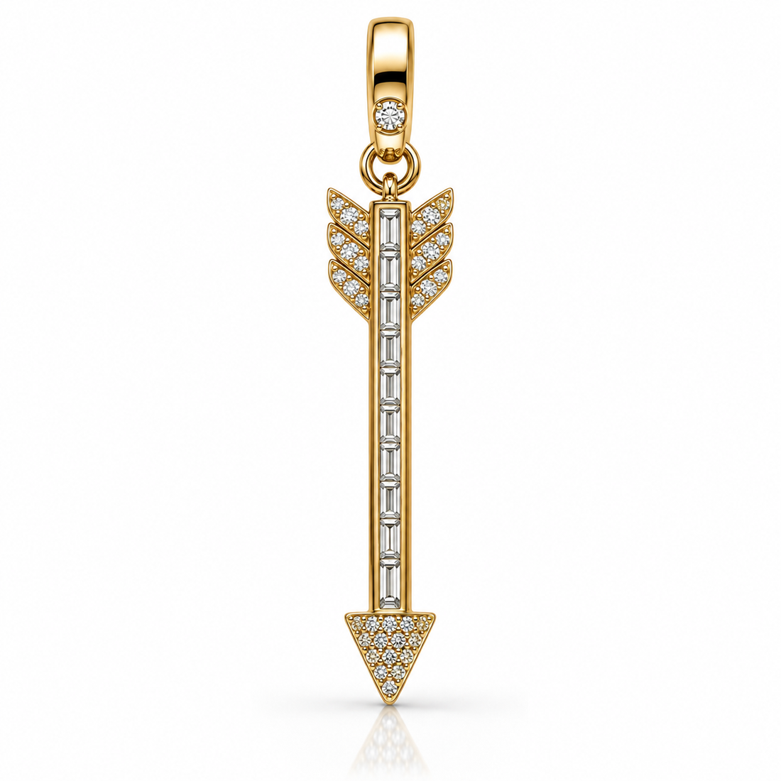 14K Gold Lab Diamond Arrow Pendant, 2.3ctw