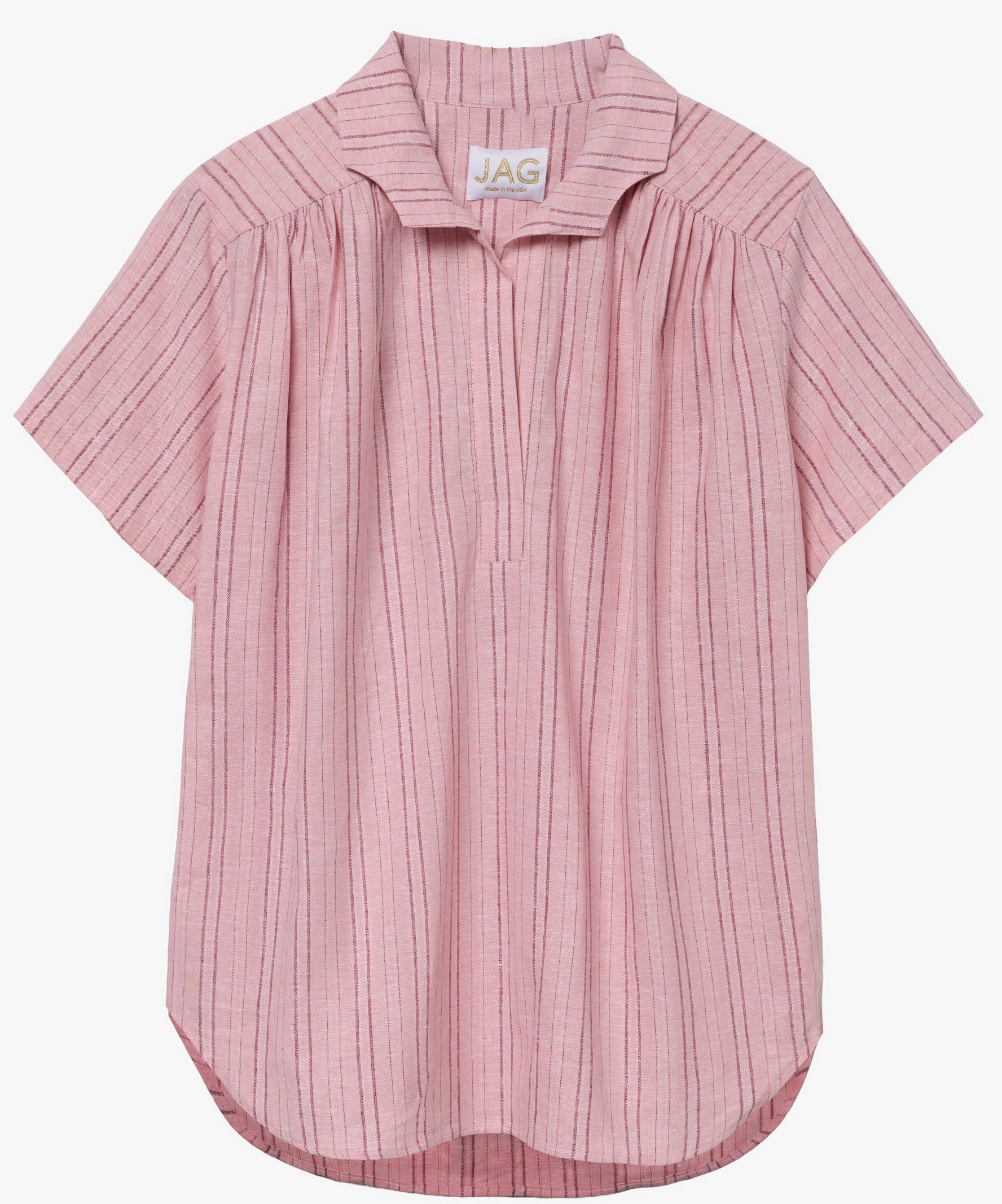 the ADDIE top in pink/pink stripe linen