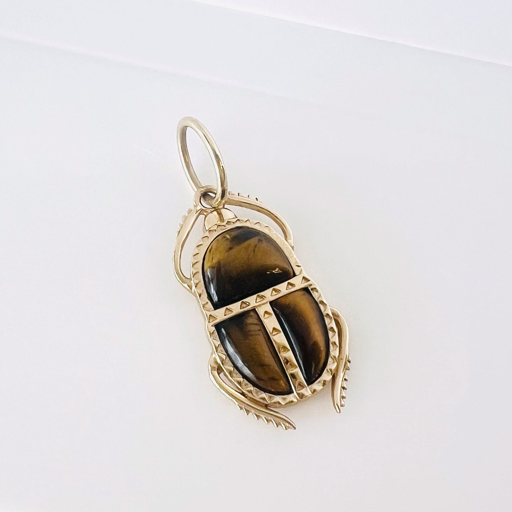 14k gold tiger eye bug pendant/charm