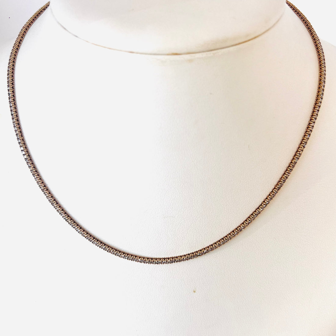 14k gold champagne diamond tennis necklace