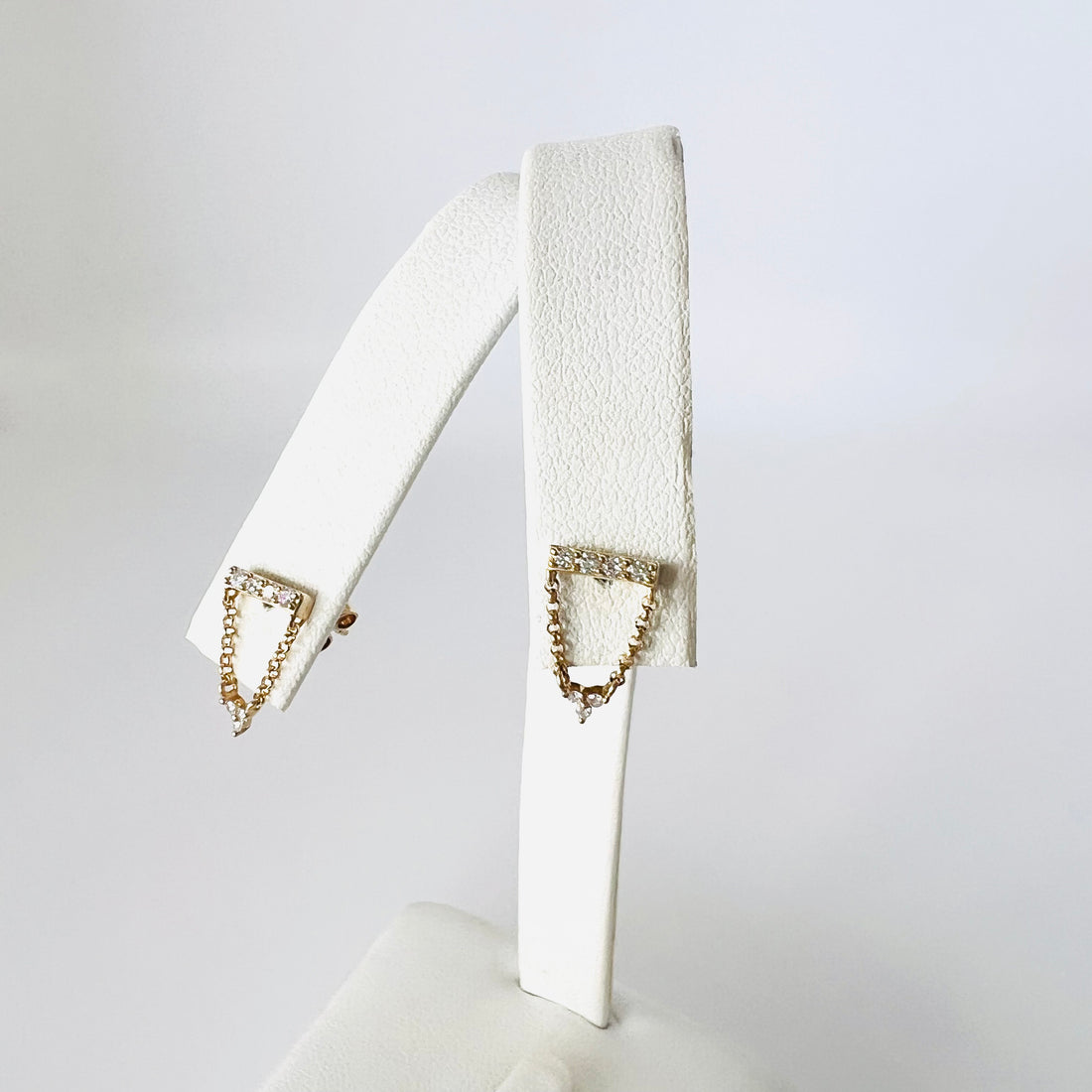 14k gold diamond U chain earrings