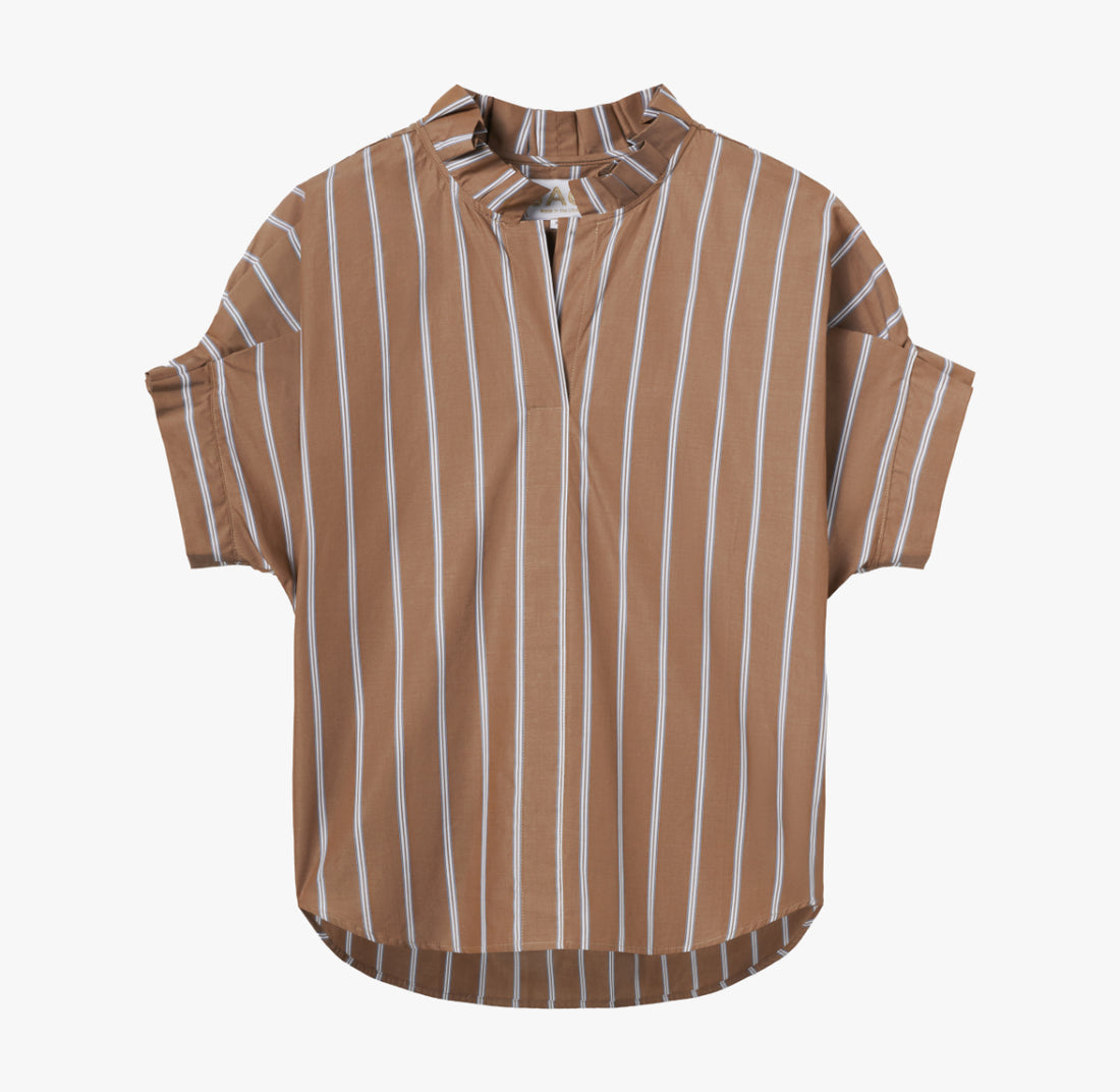 the renea top in brown stripe