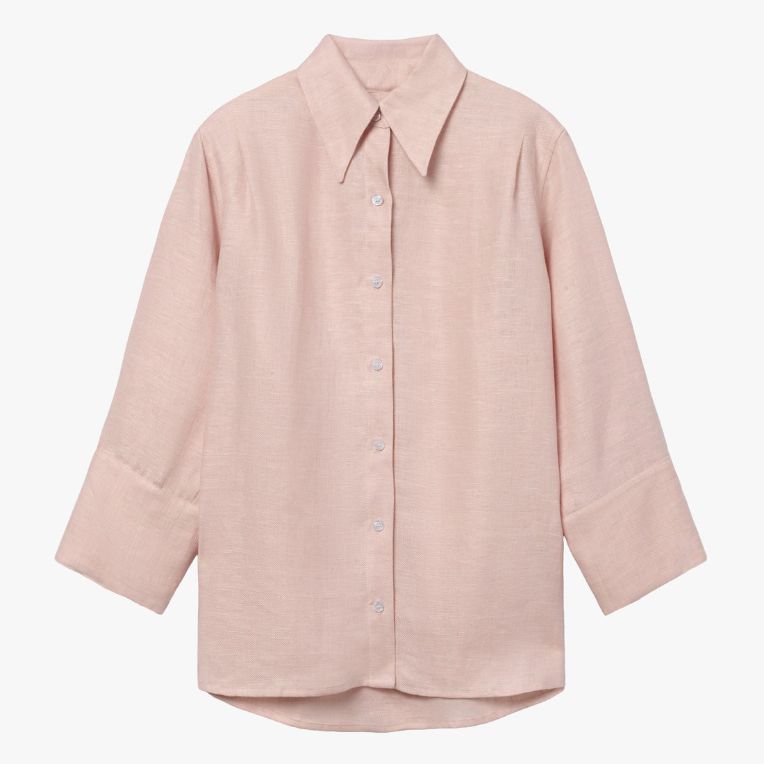 the HATTIE top in pale pink linen