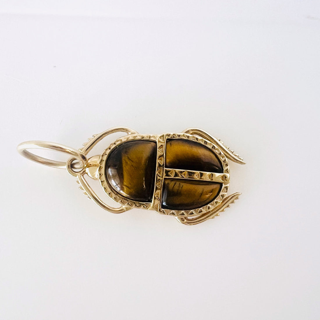 14k gold tiger eye bug pendant/charm