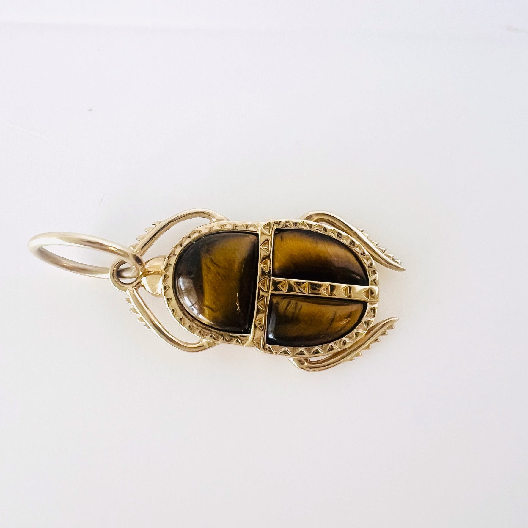 14k gold tiger eye bug pendant/charm