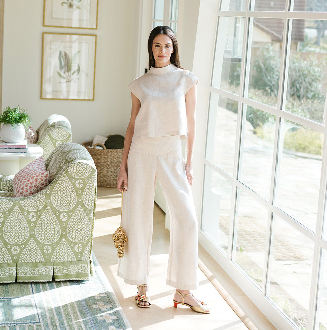 the AUDREY in tan linen