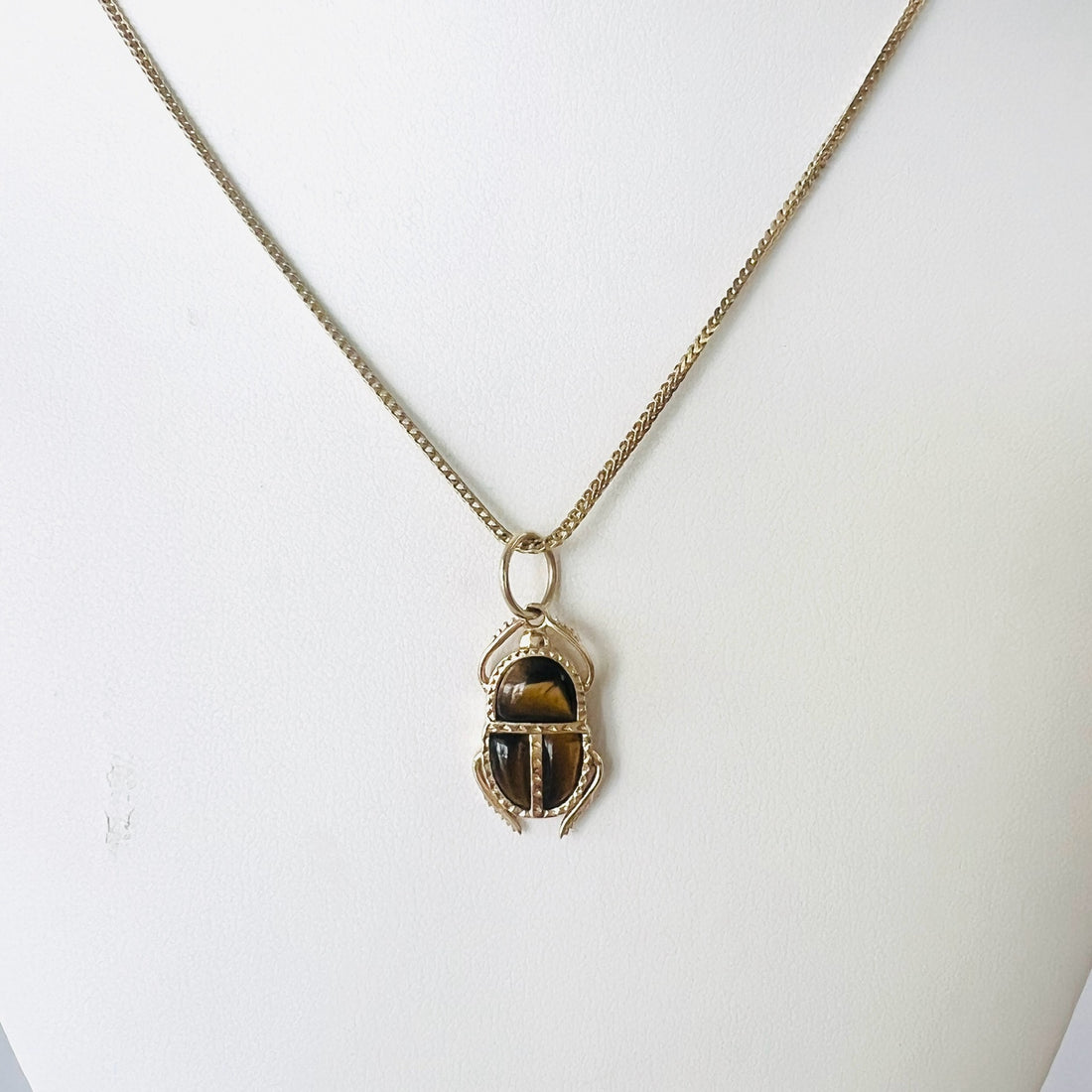 14k gold tiger eye bug pendant/charm