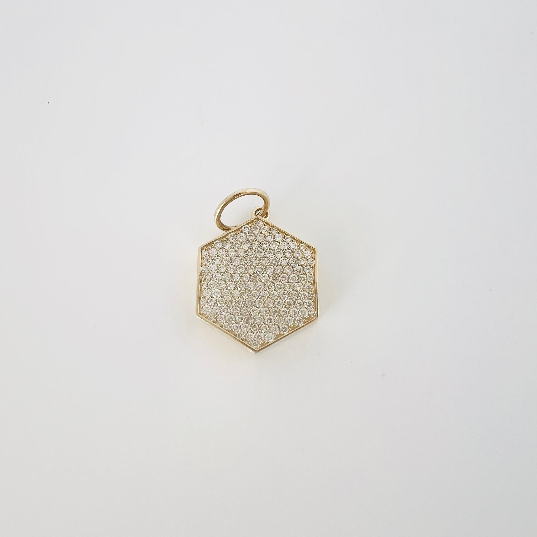 14k diamond hexagon locket pendant