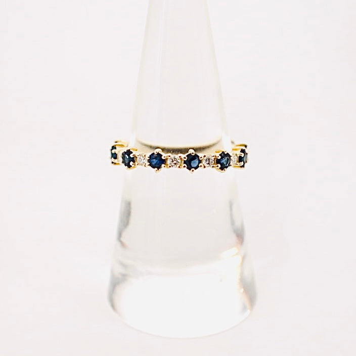 rich blue sapphire and diamond band