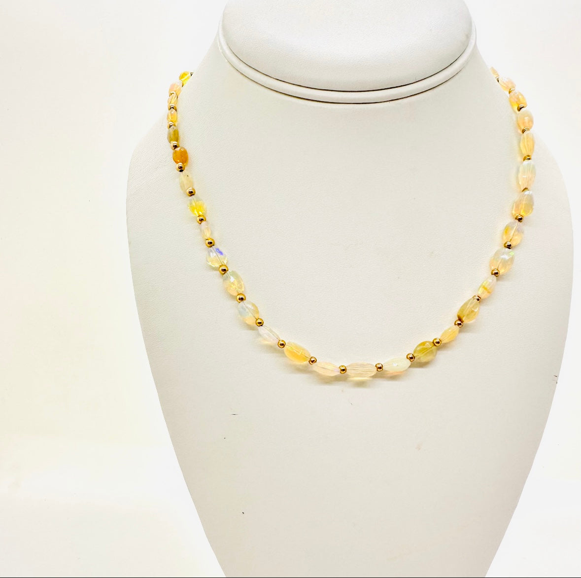 opal and gold beaded necklace