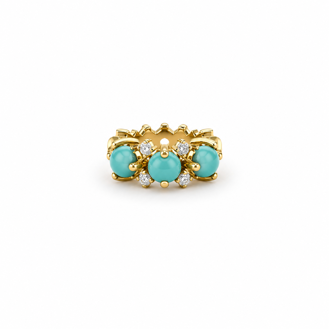 14k turquoise and diamond rondelle