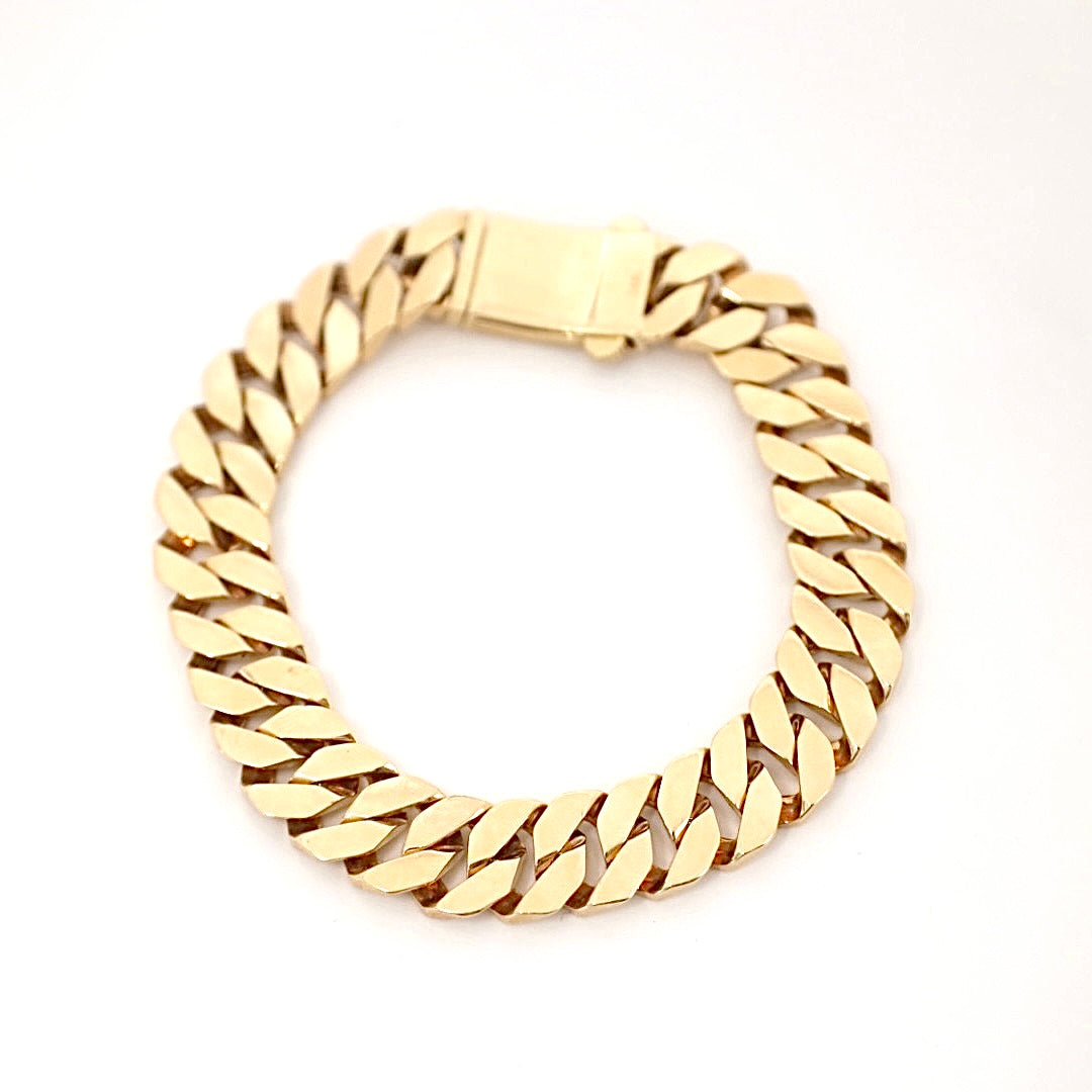 14k gold thick curb chain bracelet