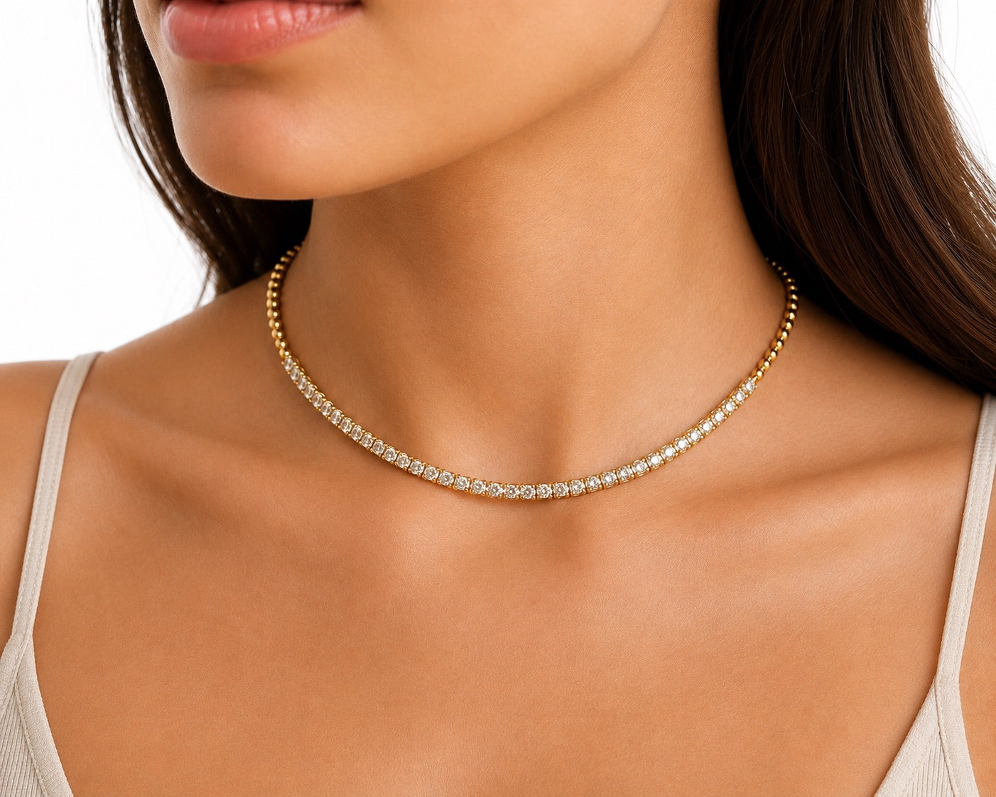 14K Gold Diamond Beaded Choker