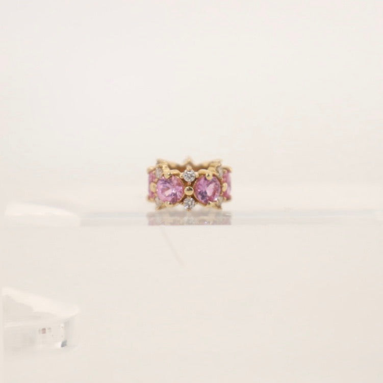 14k diamond and pink sapphire rondelle