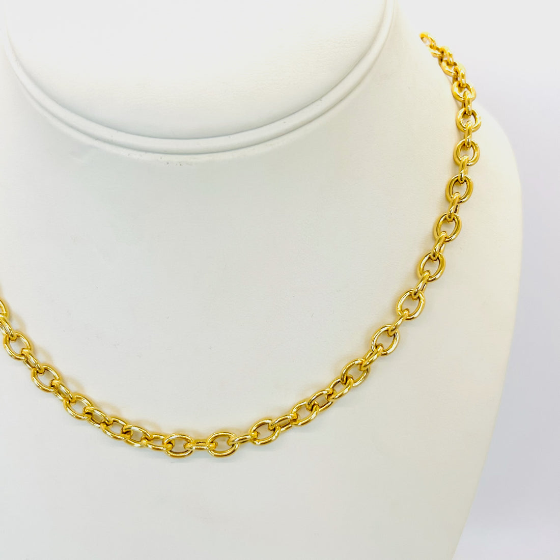 14k round rolo link chain