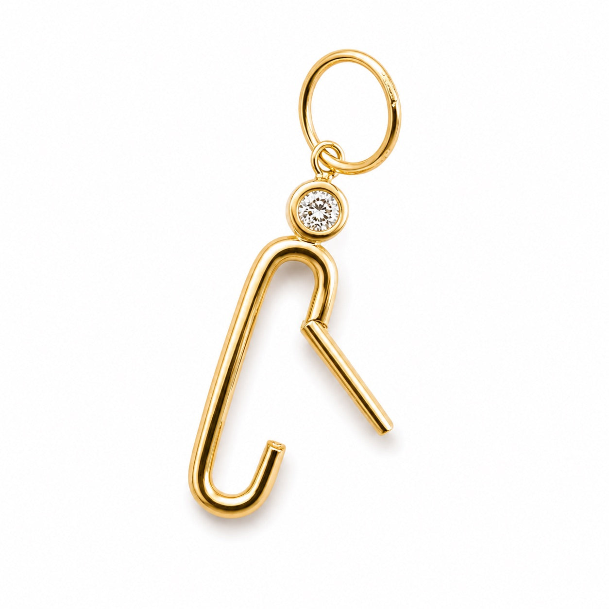 gold link charm clasp with diamond