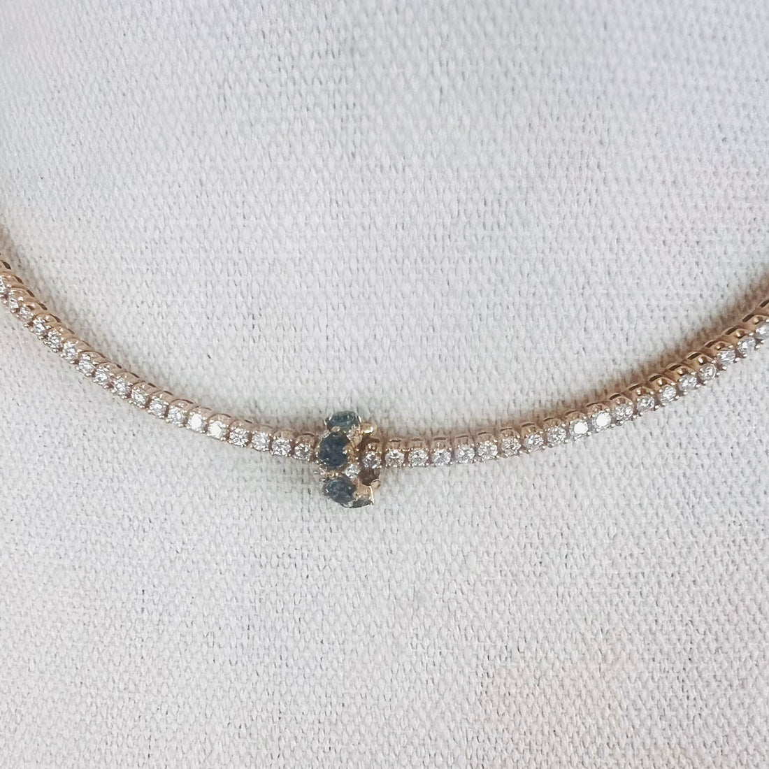 14k diamond and london blue topaz rondelle