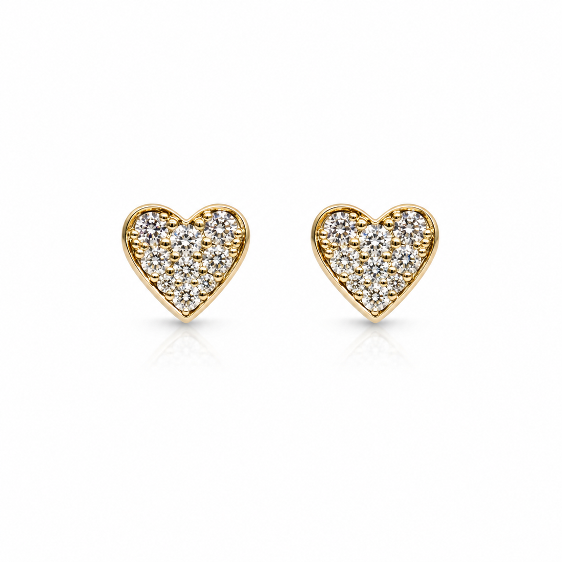 14K Gold Diamond Heart Stud Earring