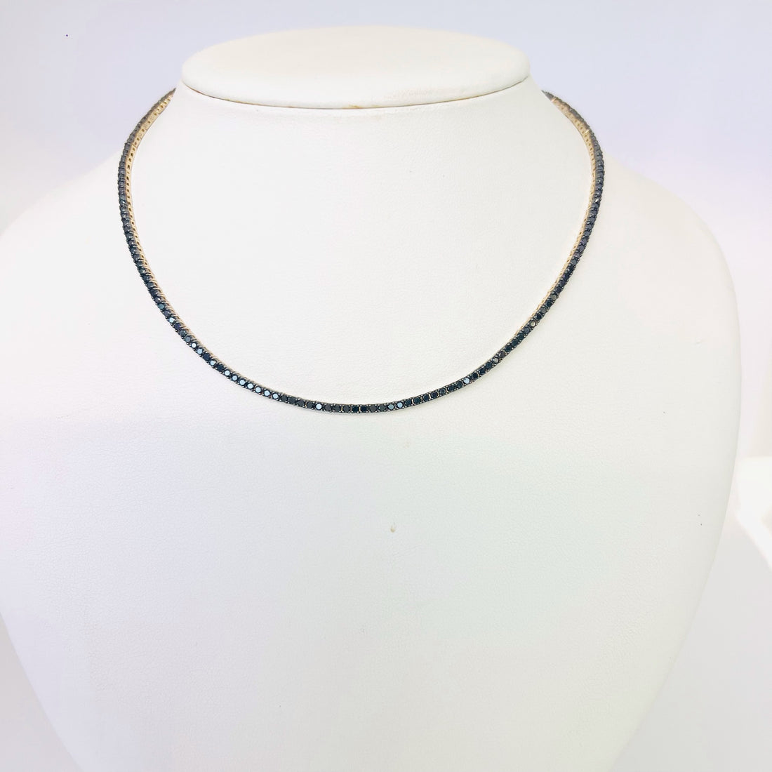 14k gold and black diamond tennis necklace