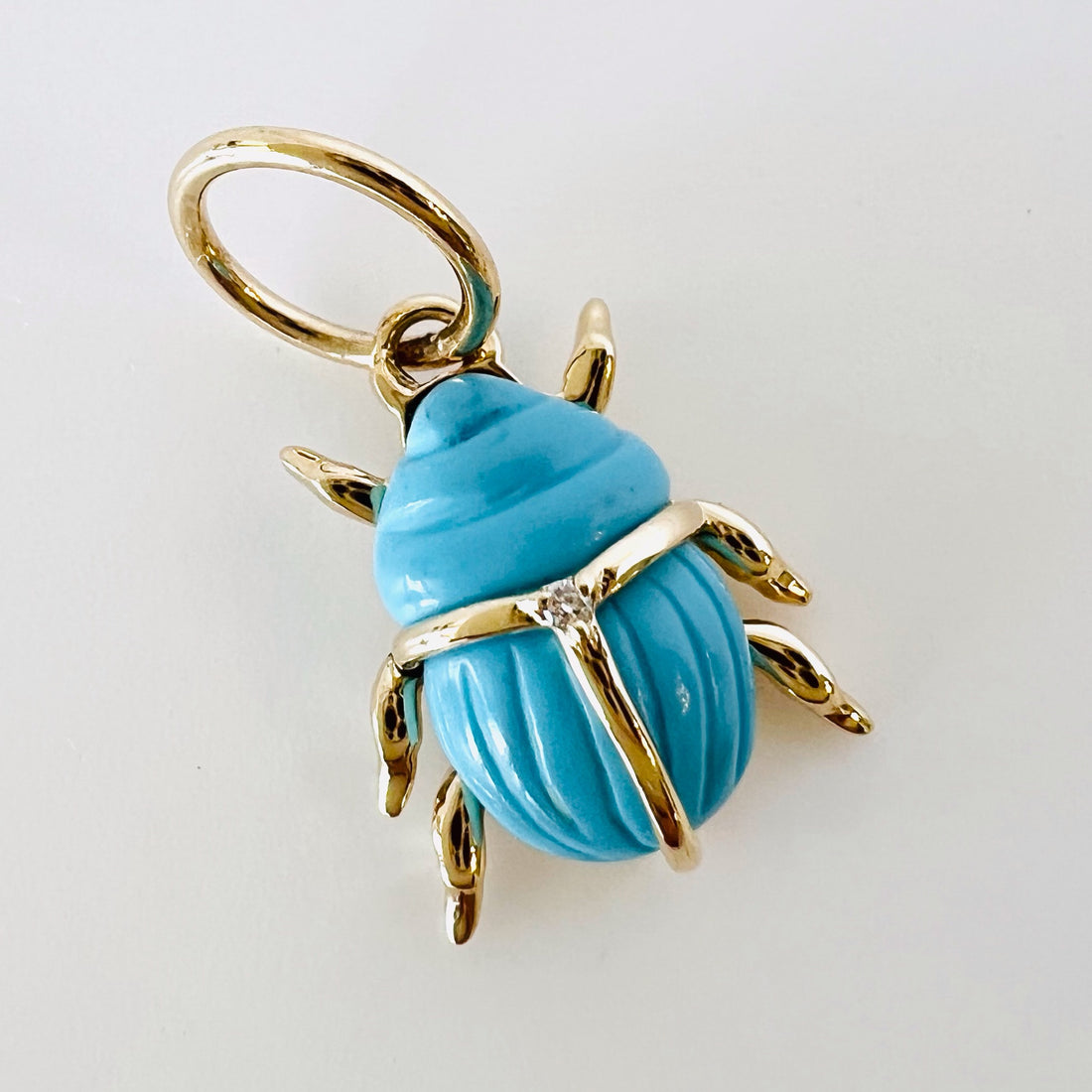 14k gold and turquoise bug pendant/charm