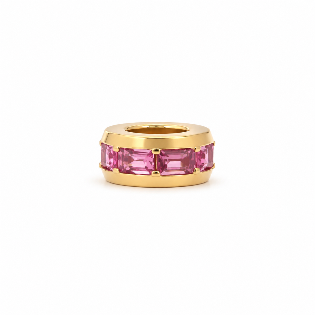 14k pink sapphire baguette rondelle