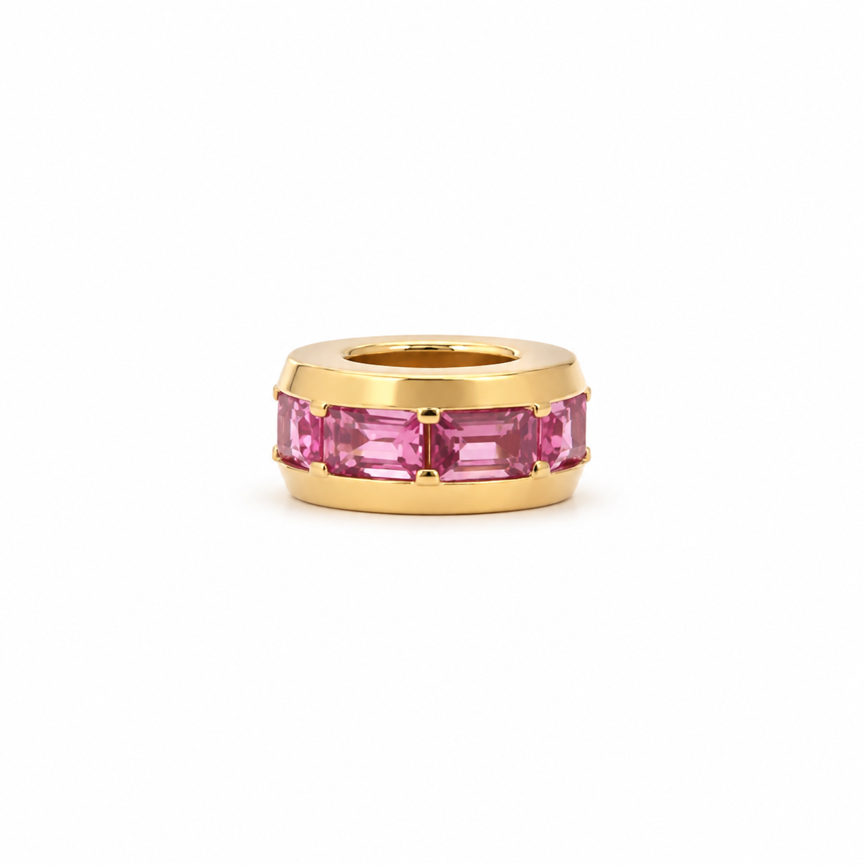 14k pink sapphire baguette rondelle