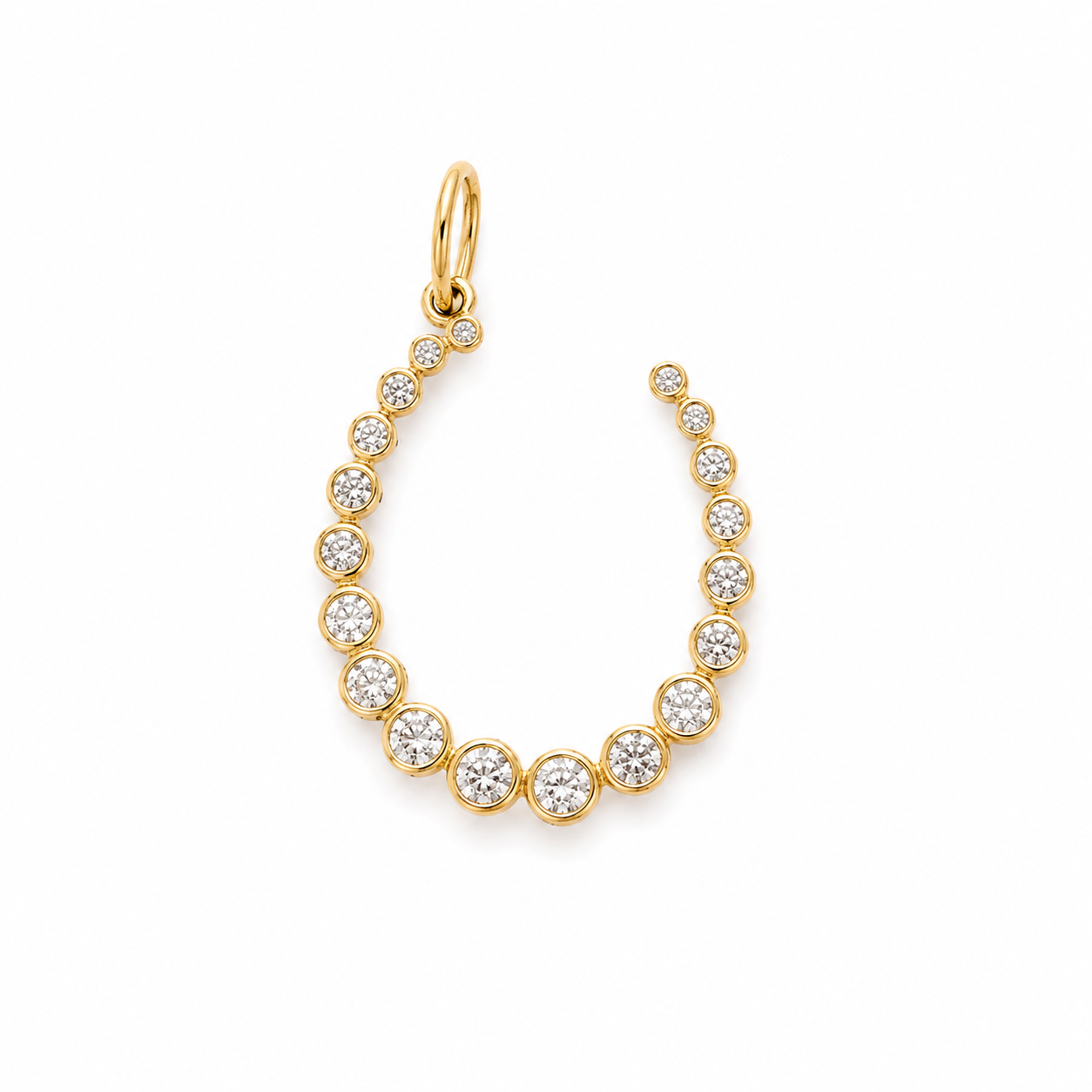 14k gold and bezel diamond horseshoe pendant