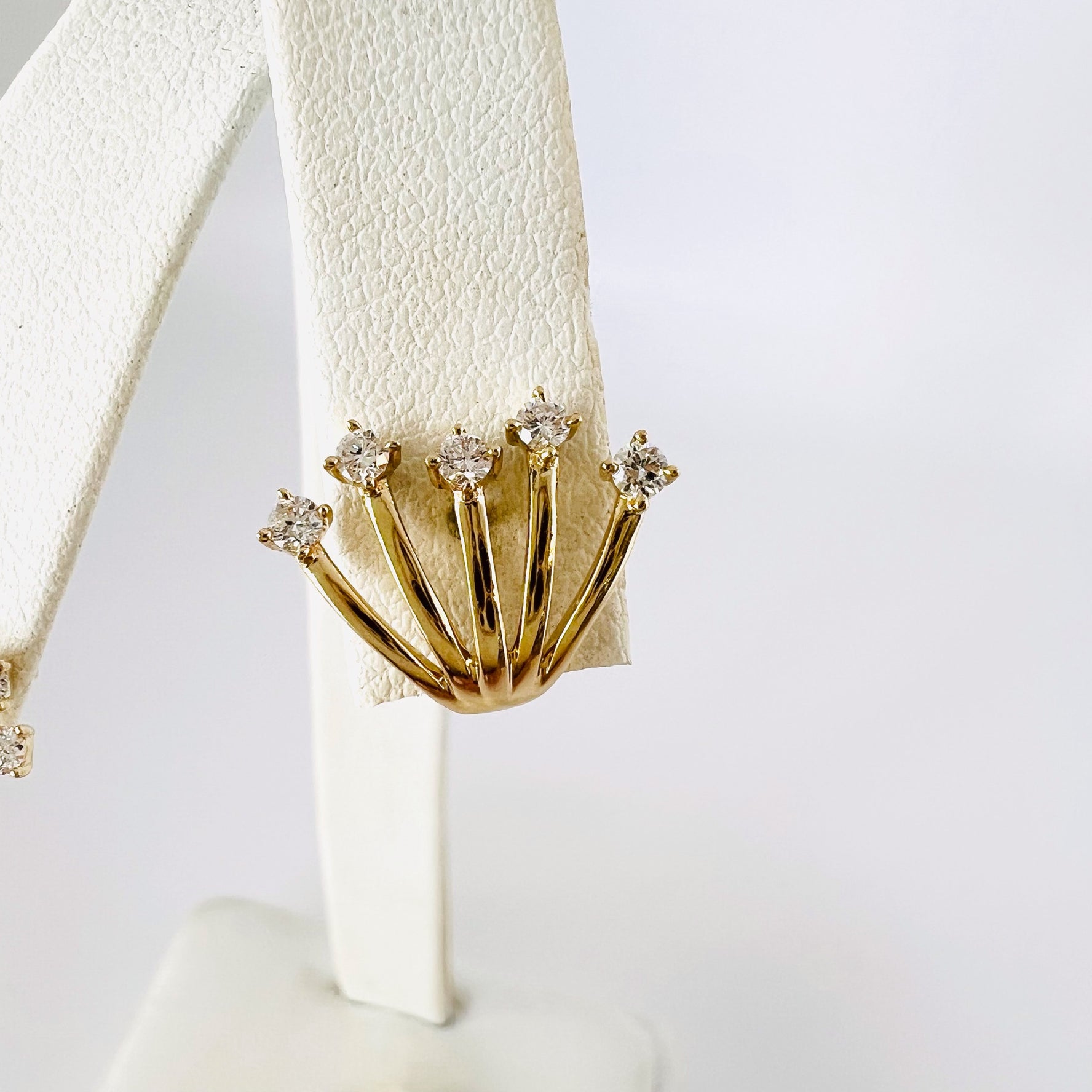 14k gold and diamond branch earrings